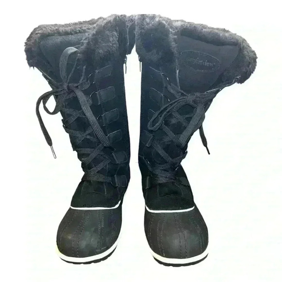 Comfortview Women's Wide Width The Eileen Waterproof Boot pre-loved Sz 7.5 black - Picture 3 of 10